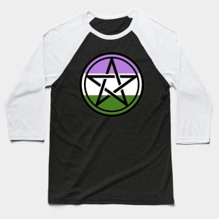 Large Print Pentacle LGBT Flag Genderqueer Baseball T-Shirt